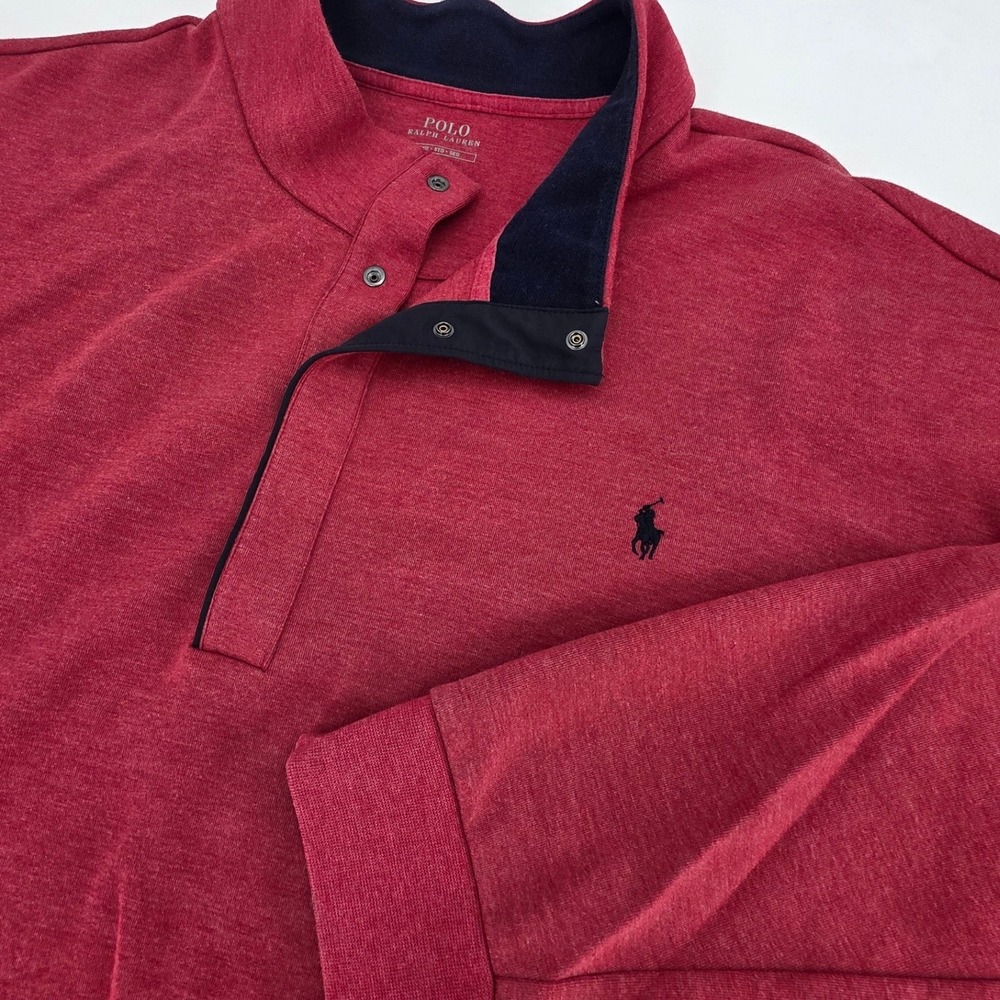 POLO RALPH LAUREN 1/4 BUTTON PULLOVER MENS 5XB RED BLUE SNAP PONY OFFICE PREPPY
